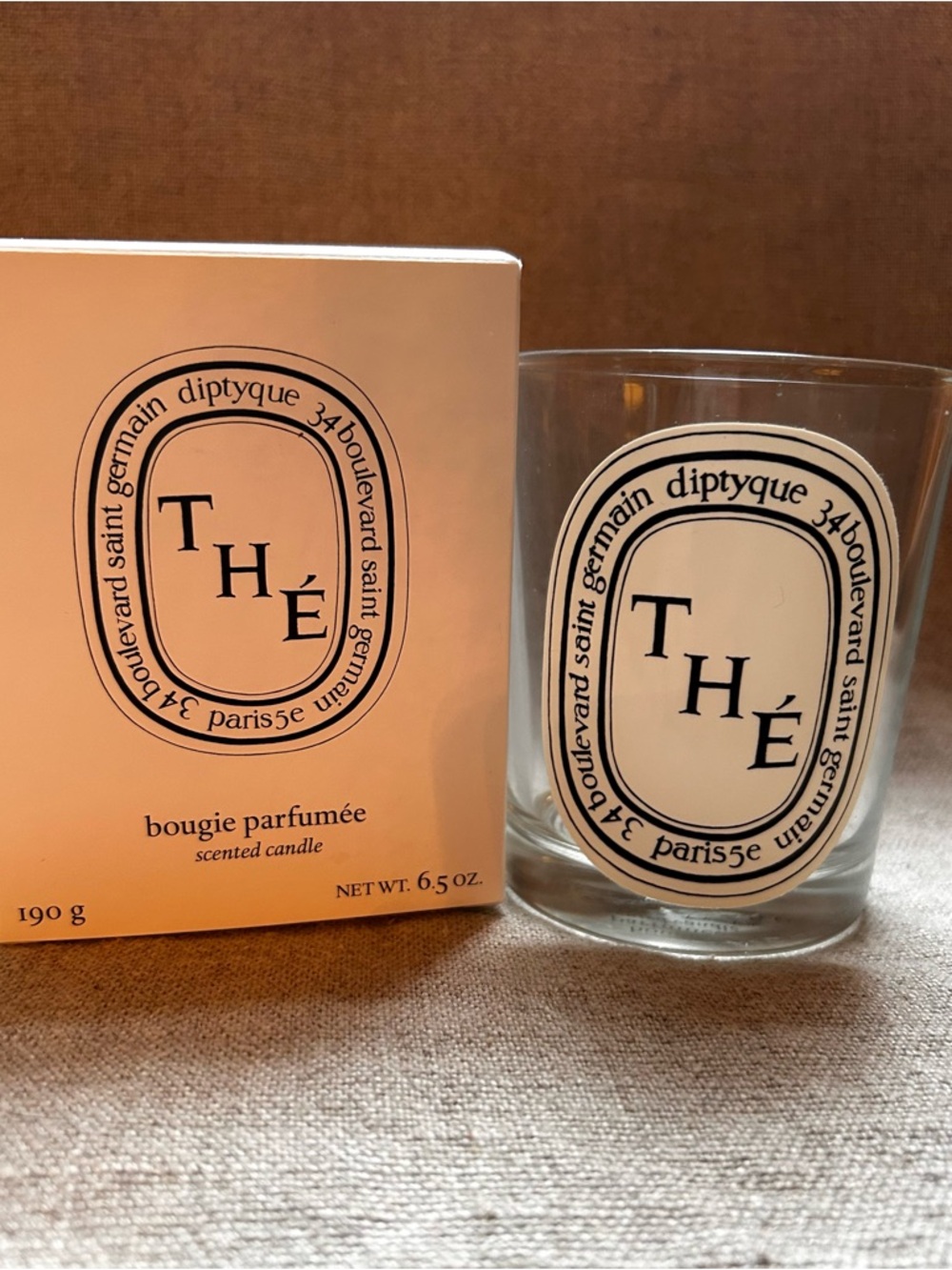 Diptyque empty classic size Thé luxury French candle vessel.